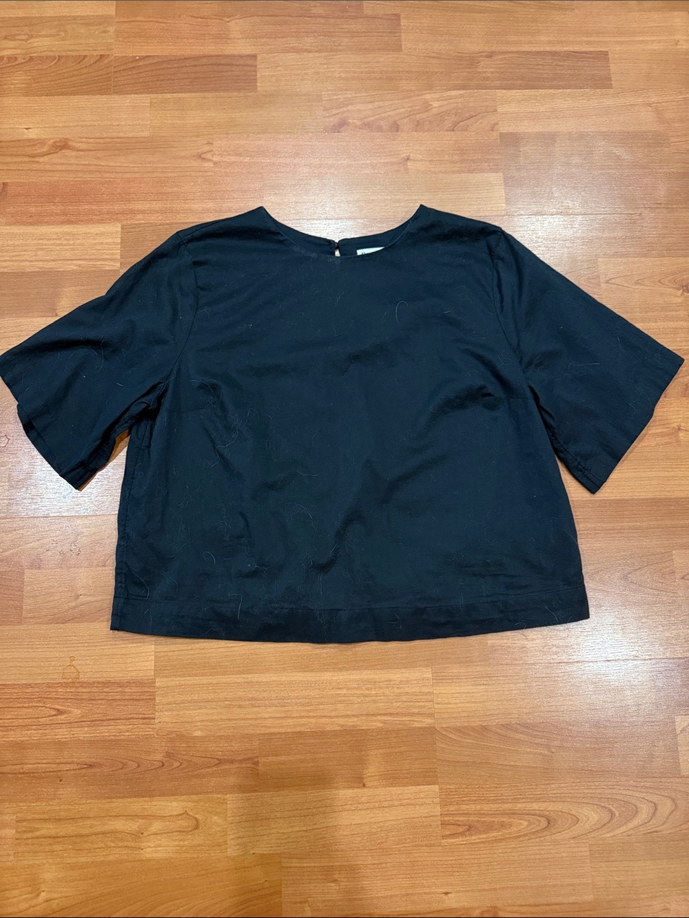 Abercrombie & Fitch Black Boxy Short-Sleeve Blouse